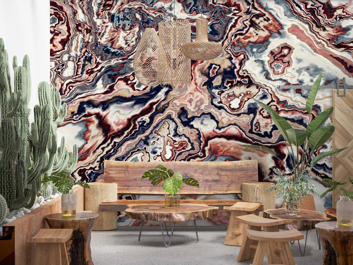 Colorful Abstract Swirls Marble Wall Mural