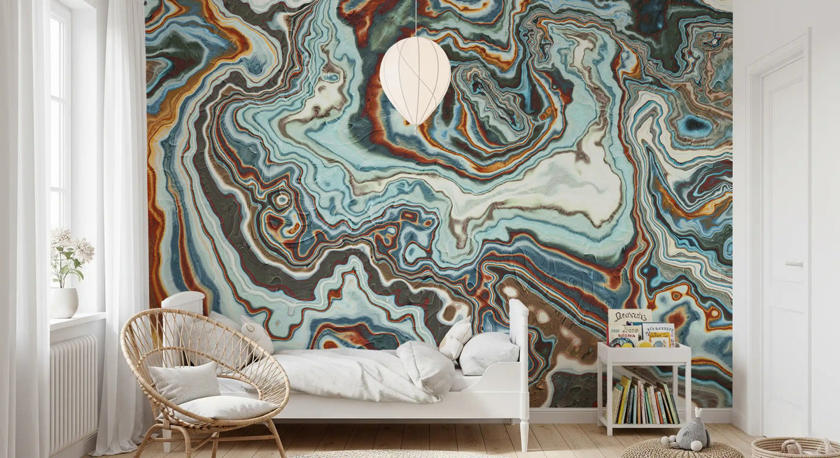 Earthy Marbled Swirl Abstract Wall Mural