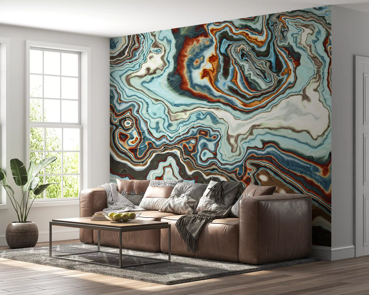 Earthy Marbled Swirl Abstract Wall Mural