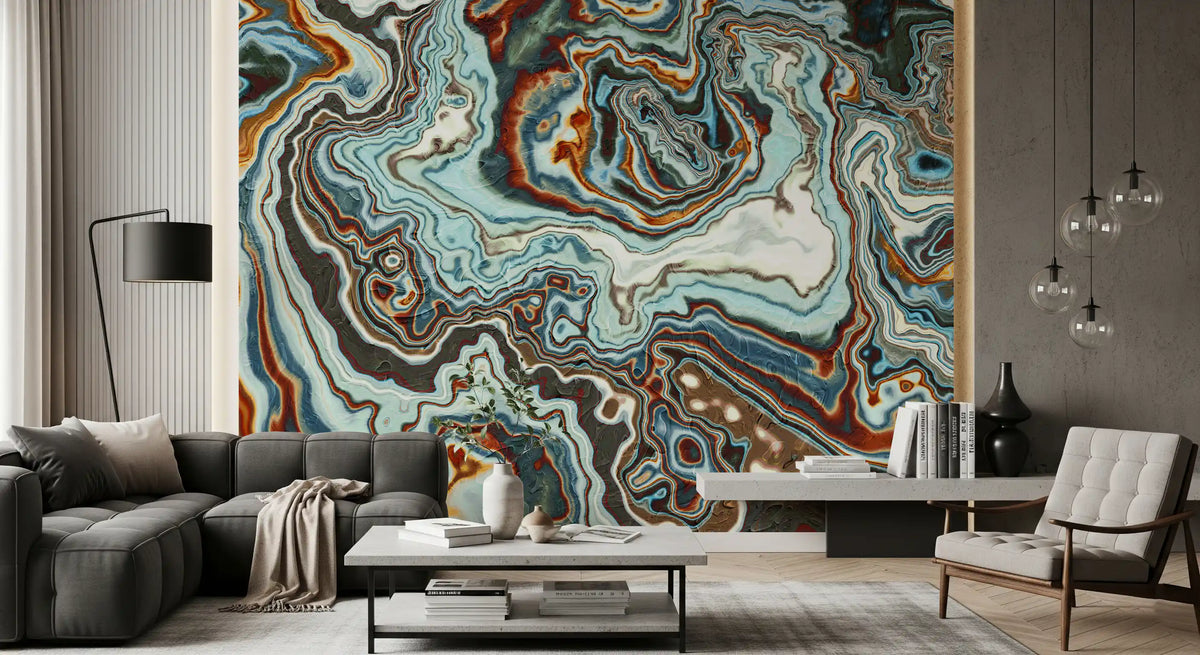Earthy Marbled Swirl Abstract Wall Mural