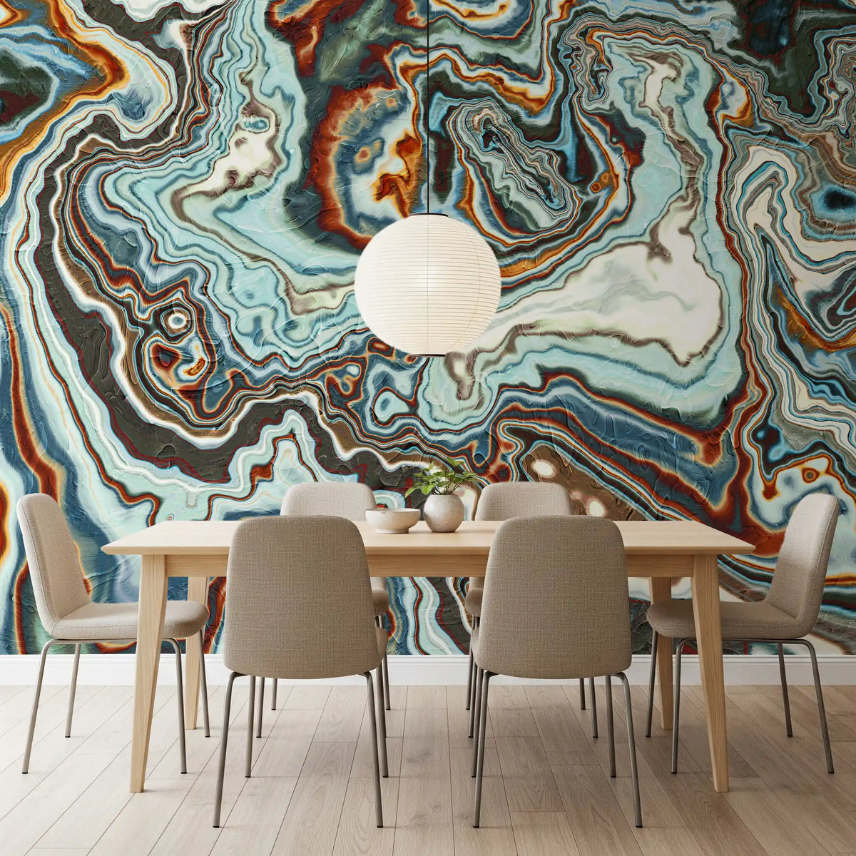 Earthy Marbled Swirl Abstract Wall Mural