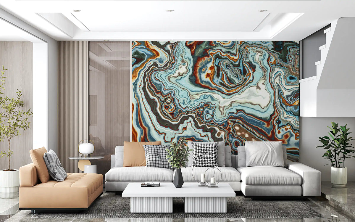 Earthy Marbled Swirl Abstract Wall Mural