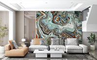 Earthy Marbled Swirl Abstract Wall Mural