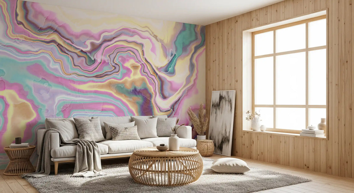 Iridescent Marble Swirl Wall Mural