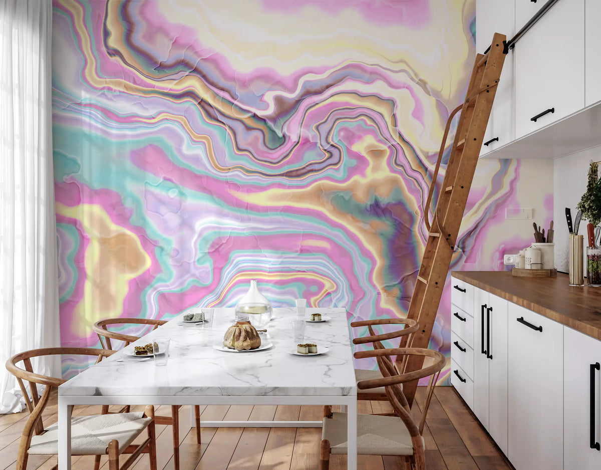 Iridescent Marble Swirl Wall Mural
