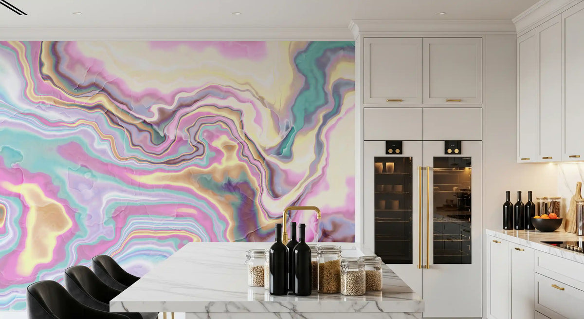 Iridescent Marble Swirl Wall Mural