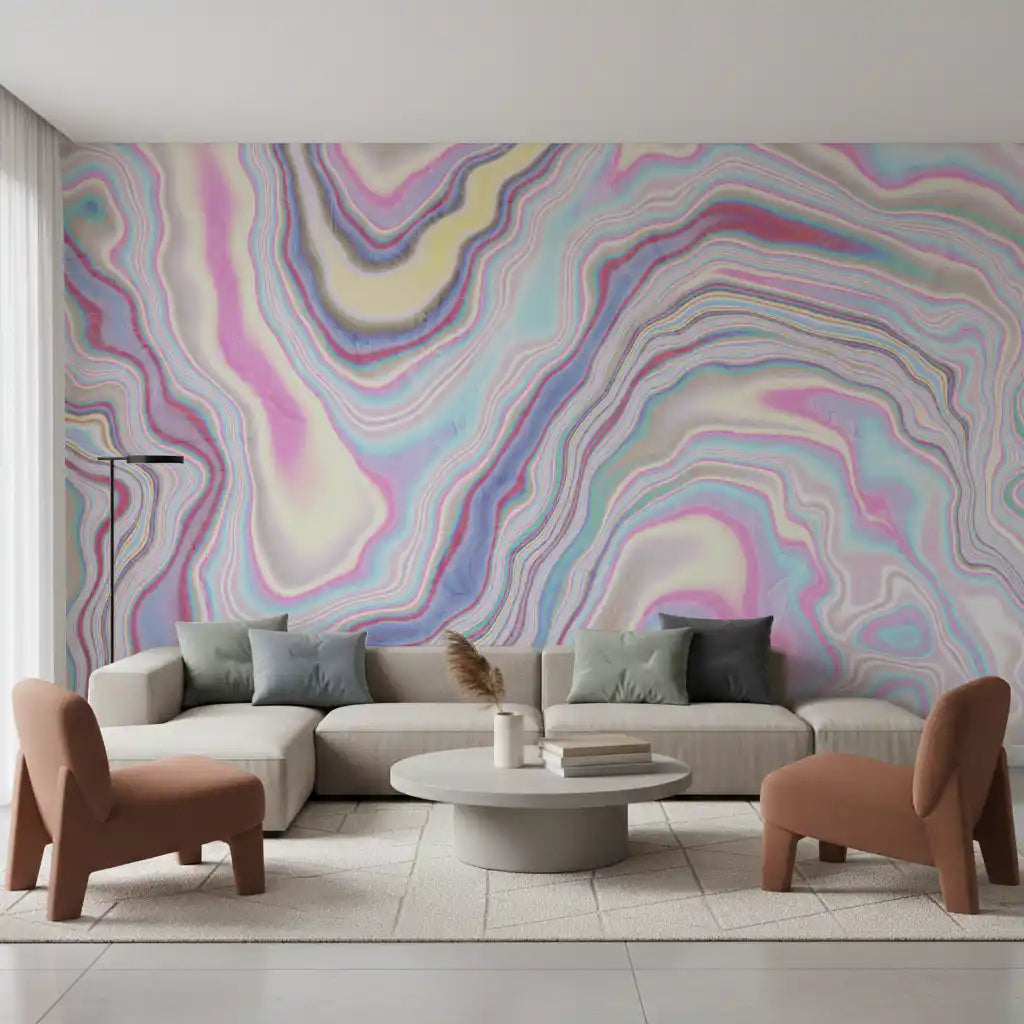 Holographic Marble Wave Texture Wall Mural