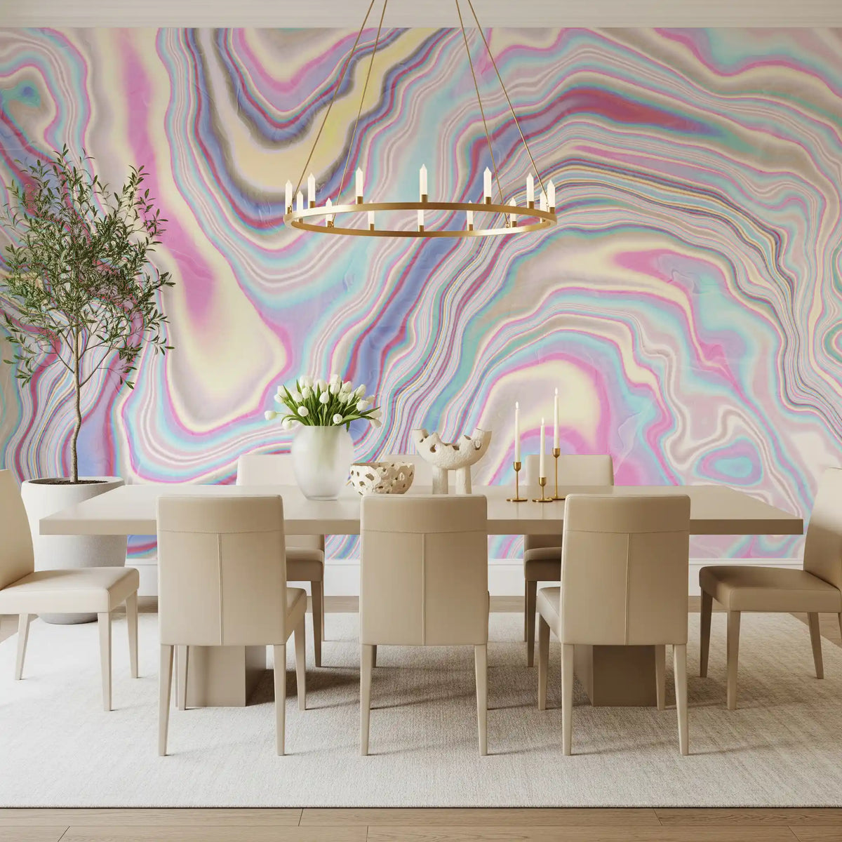 Holographic Marble Wave Texture Wall Mural