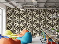 Cream and Charcoal Botanical Symmetry Wallpaper⁠