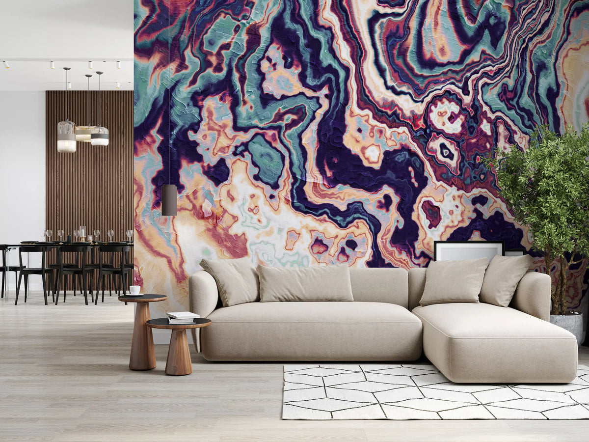 Marbled Fluidity Abstract Art Wall Mural