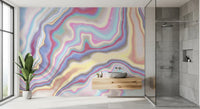 Iridescent Liquid Marble Swirls Wall Mural