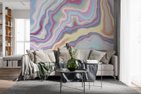 Iridescent Liquid Marble Swirls Wall Mural