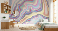 Iridescent Liquid Marble Swirls Wall Mural
