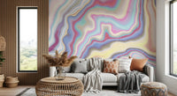 Iridescent Liquid Marble Swirls Wall Mural