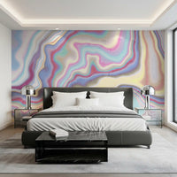Iridescent Liquid Marble Swirls Wall Mural