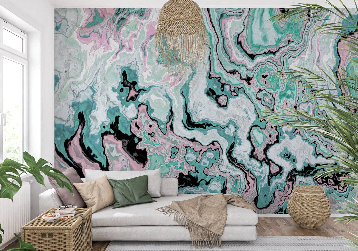 Pastel Marble Swirl Abstract Wall Mural