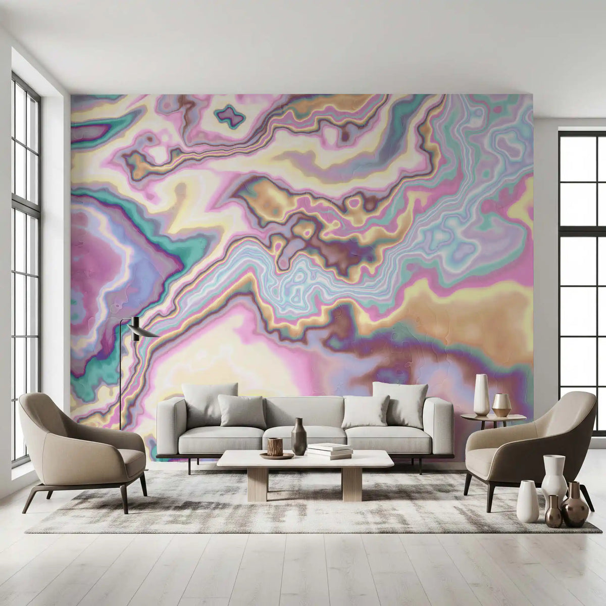 Liquid Dreamscape Curves Marble Wall Mural