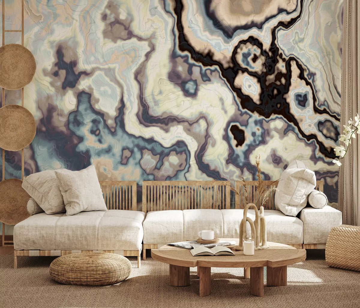 Ethereal Flowing Marble Swirls Wall Mural