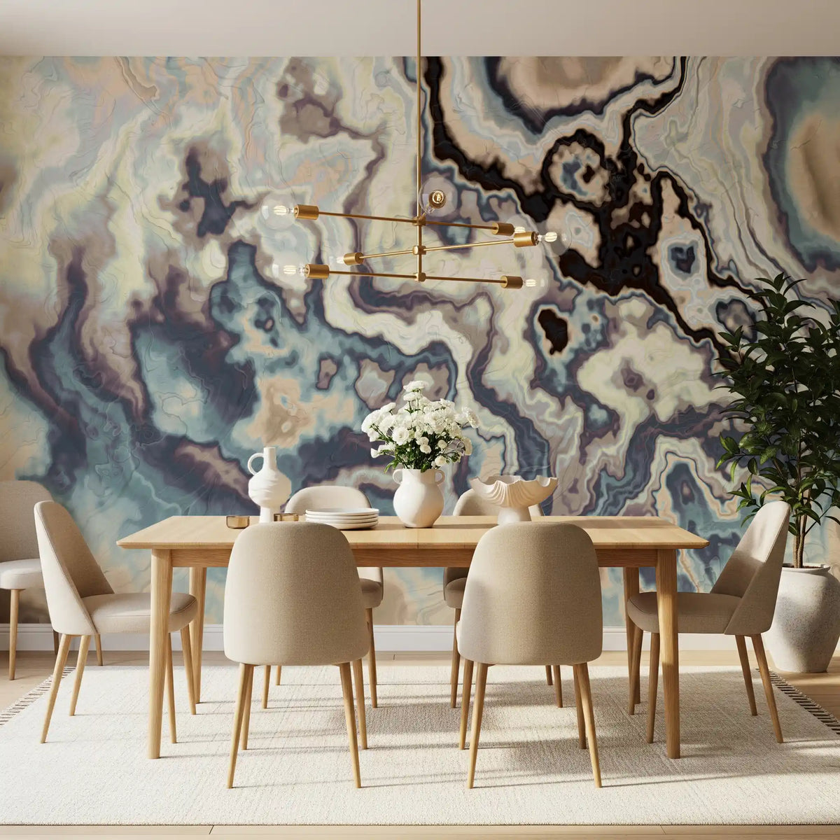 Ethereal Flowing Marble Swirls Wall Mural
