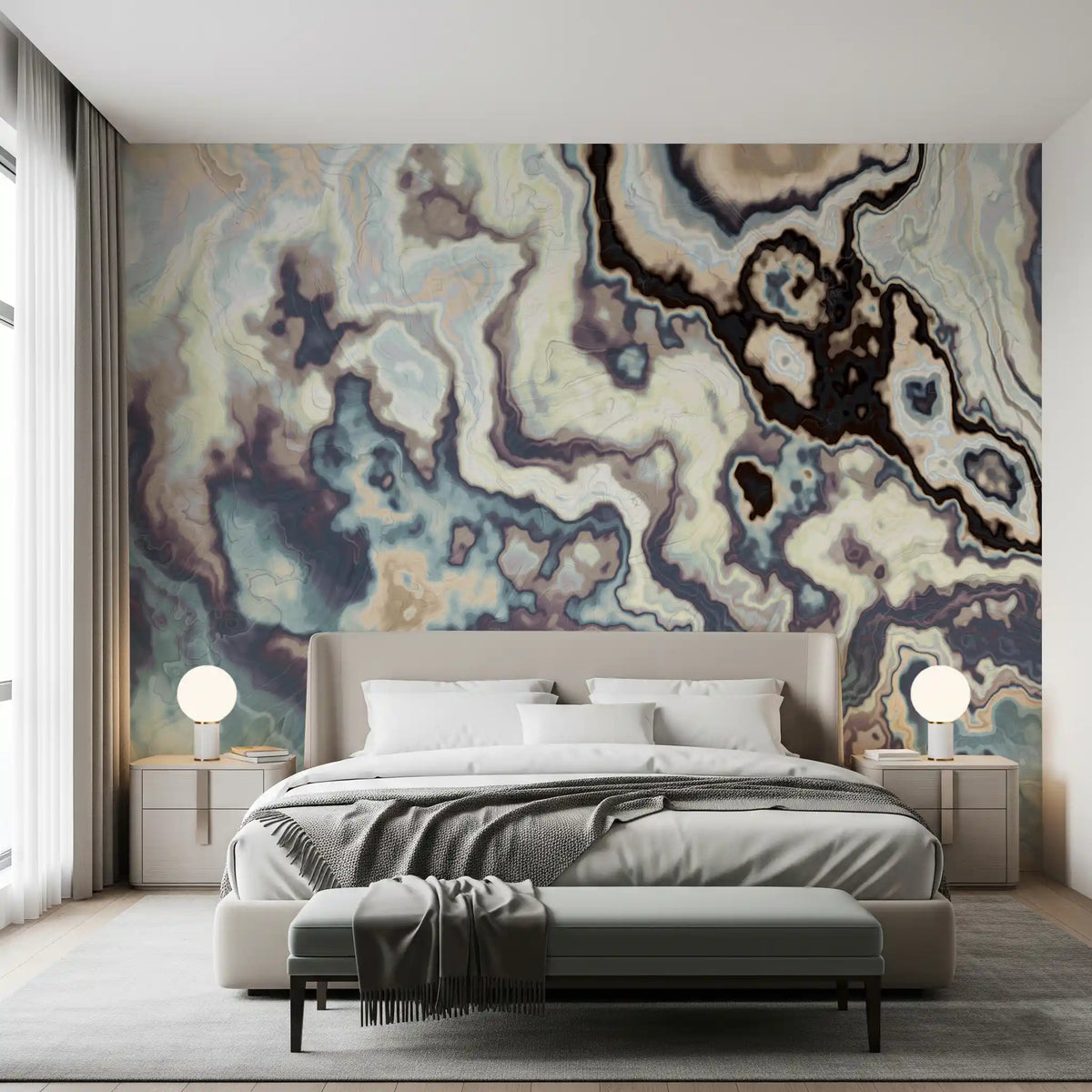 Ethereal Flowing Marble Swirls Wall Mural