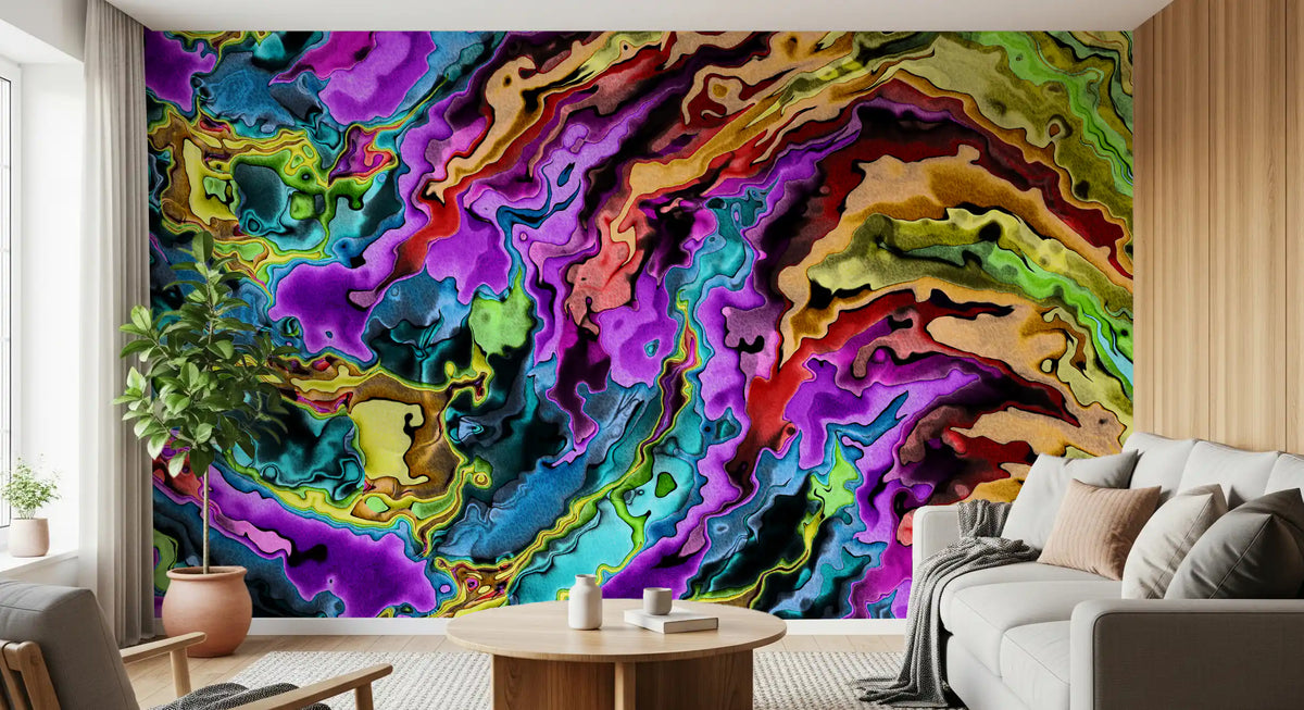 Vibrant Liquid Swirl Abstract Wall Mural