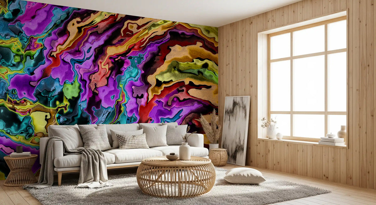 Vibrant Liquid Swirl Abstract Wall Mural