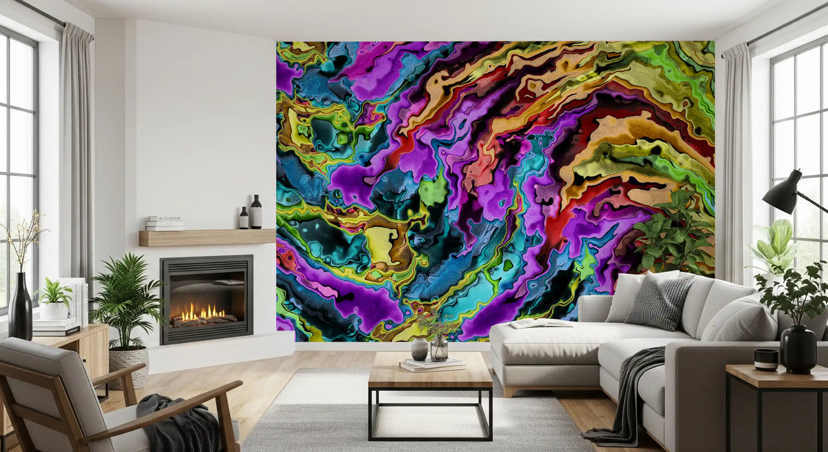 Vibrant Liquid Swirl Abstract Wall Mural