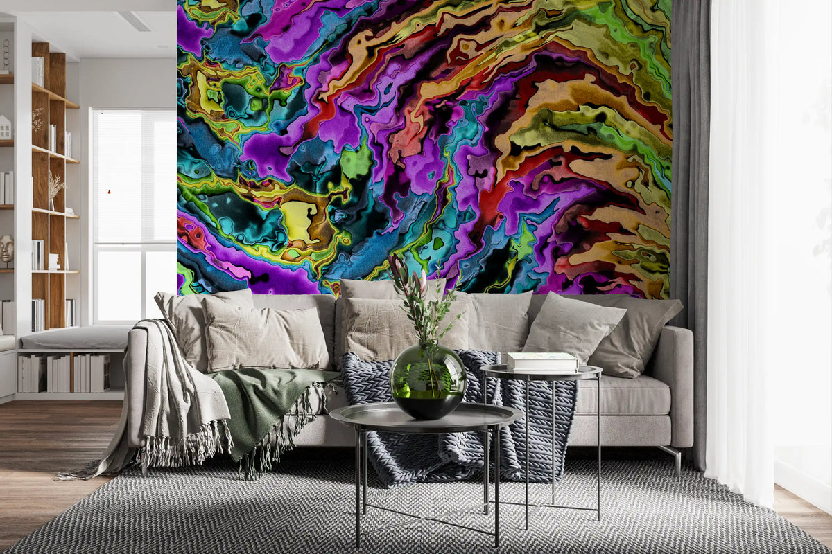 Vibrant Liquid Swirl Abstract Wall Mural