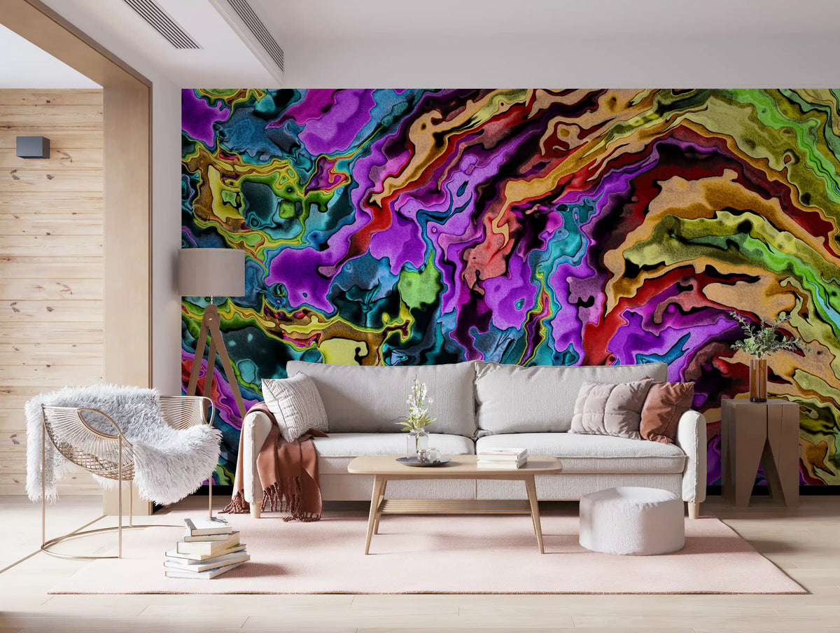 Vibrant Liquid Swirl Abstract Wall Mural