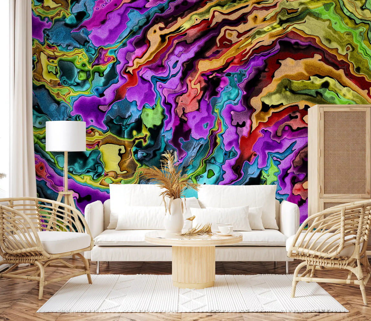 Vibrant Liquid Swirl Abstract Wall Mural