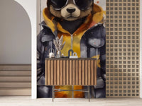 Cool Aviator Bear in Hoodie Wall Mural