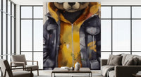 Cool Aviator Bear in Hoodie Wall Mural