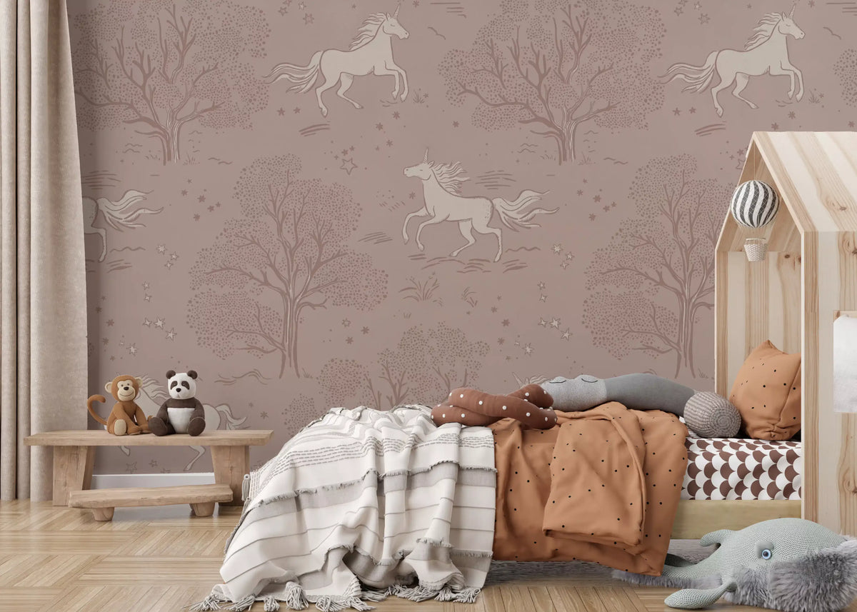 Magical Unicorn Dreamland – Misty Rose Wall Mural