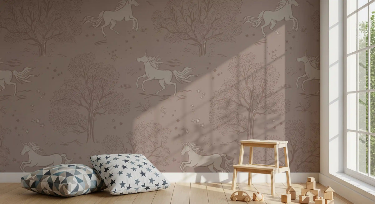 Magical Unicorn Dreamland – Misty Rose Wall Mural