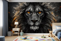 Black Lion Face Wall Mural