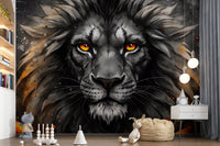 Black Lion Face Wall Mural