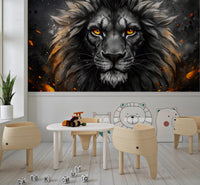 Black Lion Face Wall Mural