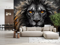 Black Lion Face Wall Mural