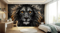 Black Lion Face Wall Mural