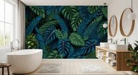 Midnight Tropical Foliage Wall Mural