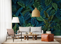 Midnight Tropical Foliage Wall Mural
