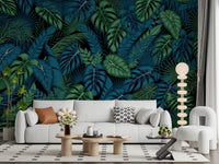 Midnight Tropical Foliage Wall Mural