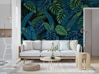 Midnight Tropical Foliage Wall Mural
