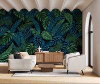 Midnight Tropical Foliage Wall Mural