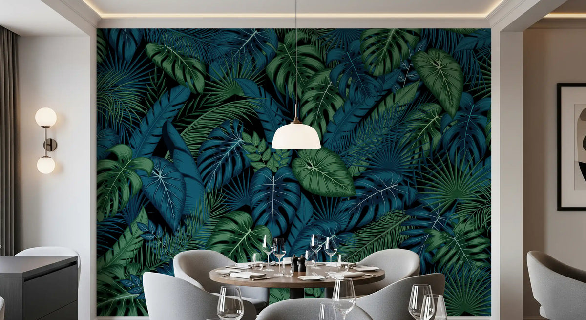 Midnight Tropical Foliage Wall Mural