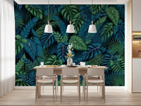 Midnight Tropical Foliage Wall Mural