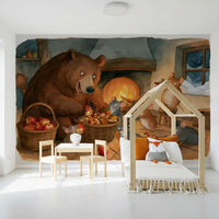 Woodland Friends Bear With Mice In Cozy Cottage Pantry Adventure Scene Wall Mural