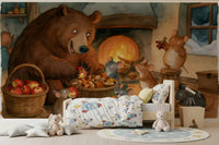 Woodland Friends Bear With Mice In Cozy Cottage Pantry Adventure Scene Wall Mural