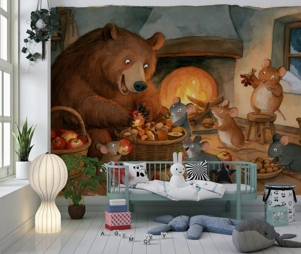 Woodland Friends Bear With Mice In Cozy Cottage Pantry Adventure Scene Wall Mural
