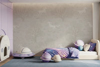 Magical Unicorn Dreamland – Cloudy Grey Wall Mural Wall Mural